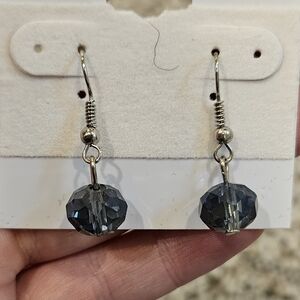 Silver And Blue Crystal Dangle Earrings